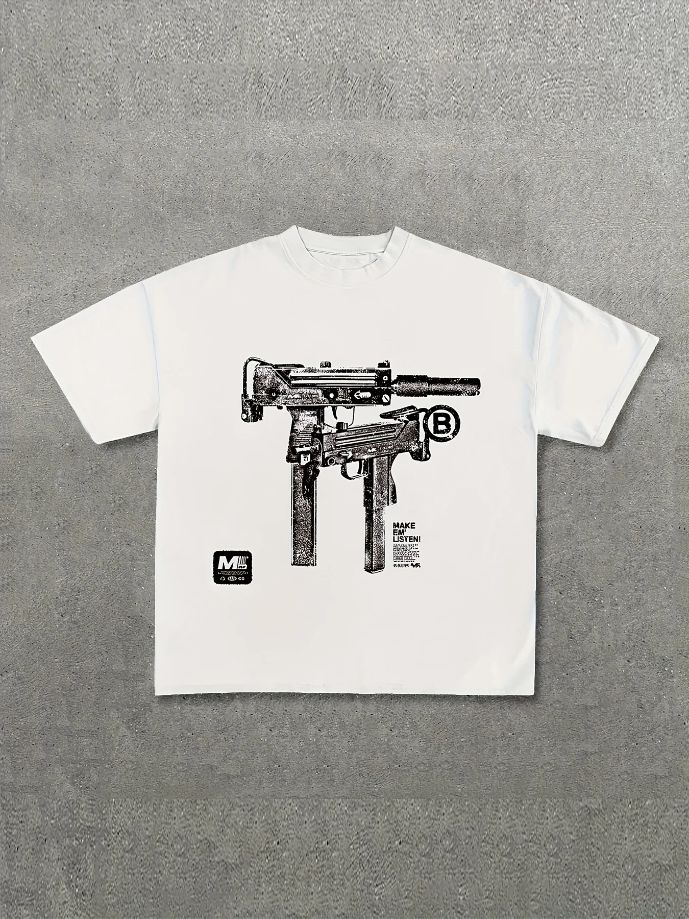 Herren Sommer Neuheit T-Shirt mit Waffenmuster Locker Geschnitten 100% Reine Baumwolle Weiches Material Geeignet für Tägliches Freizeit-Tragen