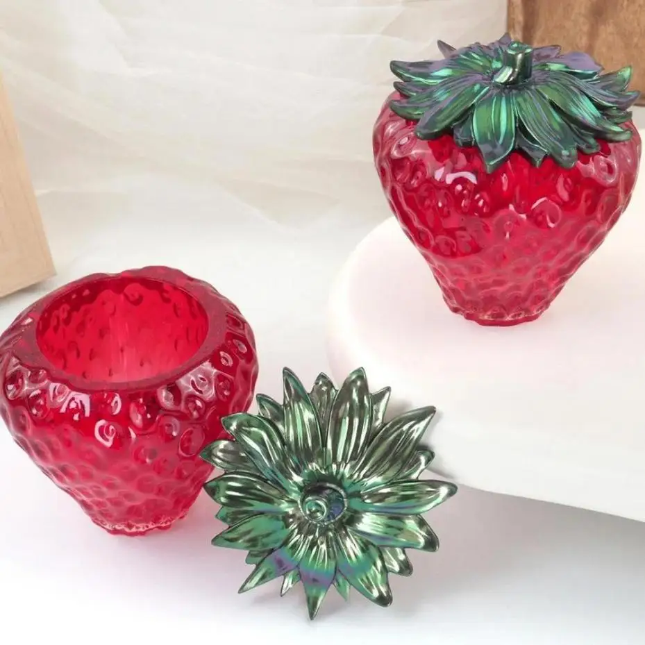 DIY Crystal Epoxy Resin Storage Box Mold Strawberry Fruit Silicone Mold Jewelry Organizer Jar Container Casting Craft Tool