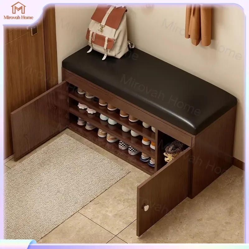 For Shoe Cabinet Entryway Bench with Storage Soft Cushion Shoe Rack Organizer Modern Hallway Furniture Shoe Changing Stool