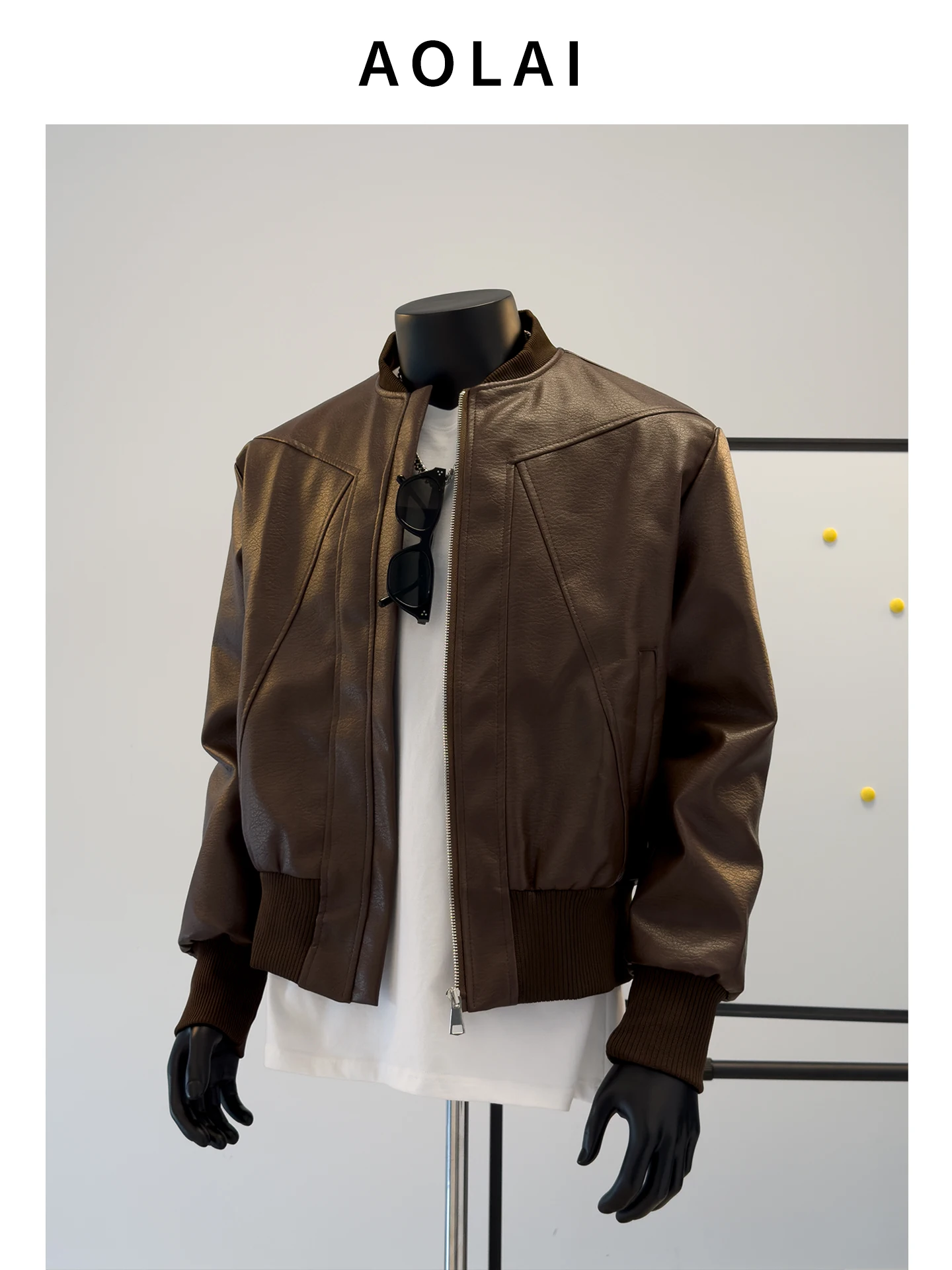 

Кожаная куртка Cé Brown для мужчин, свободного кроя, в американском стиле, с бейсбольным воротником, ветрозащитная, осенняя, для пар, верхняя одежда