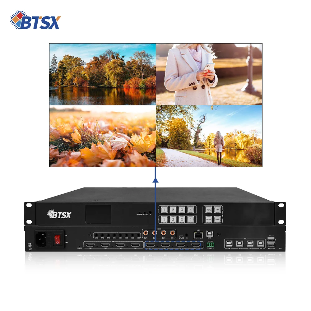 NEW BIT-VWC-U1-MD404Ma 4K60 AV Processor: 4x4 HDMI, Splicing Matrix + Window Roaming + KVM, for Command/Monitoring/Meeting