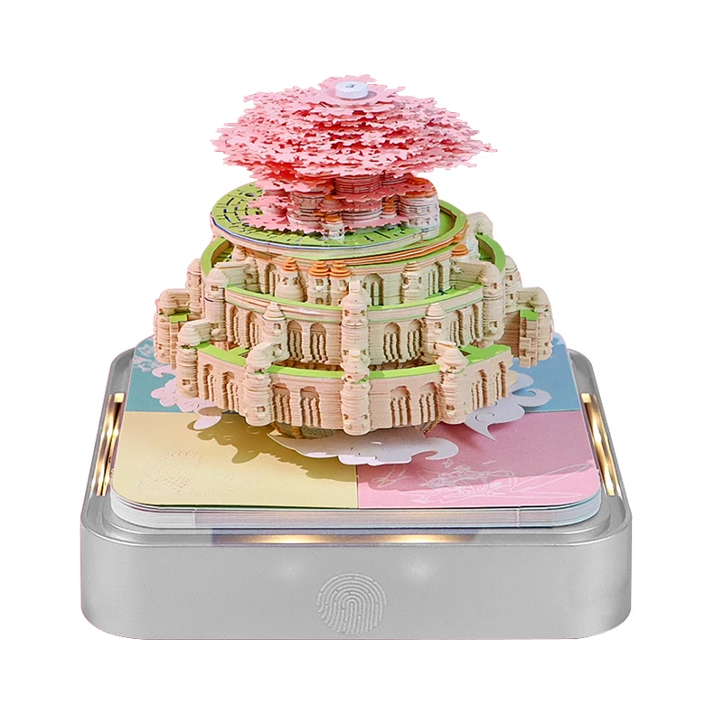 Castle In The Air Schreibtischkalender mit LED-Leuchten 2025, Kalender, Notizblock, kreativer Tischkalender, DIY-Notizen, Notizblock, 3D-Kunstkalender