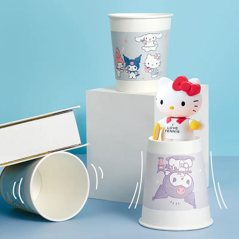 Sanrio Kawaii Cinnamoroll Paper Cup Kuromi Cartoon Cute Thickened Non-leakage Disposable Paper Cup Ins Anime House Party Cups