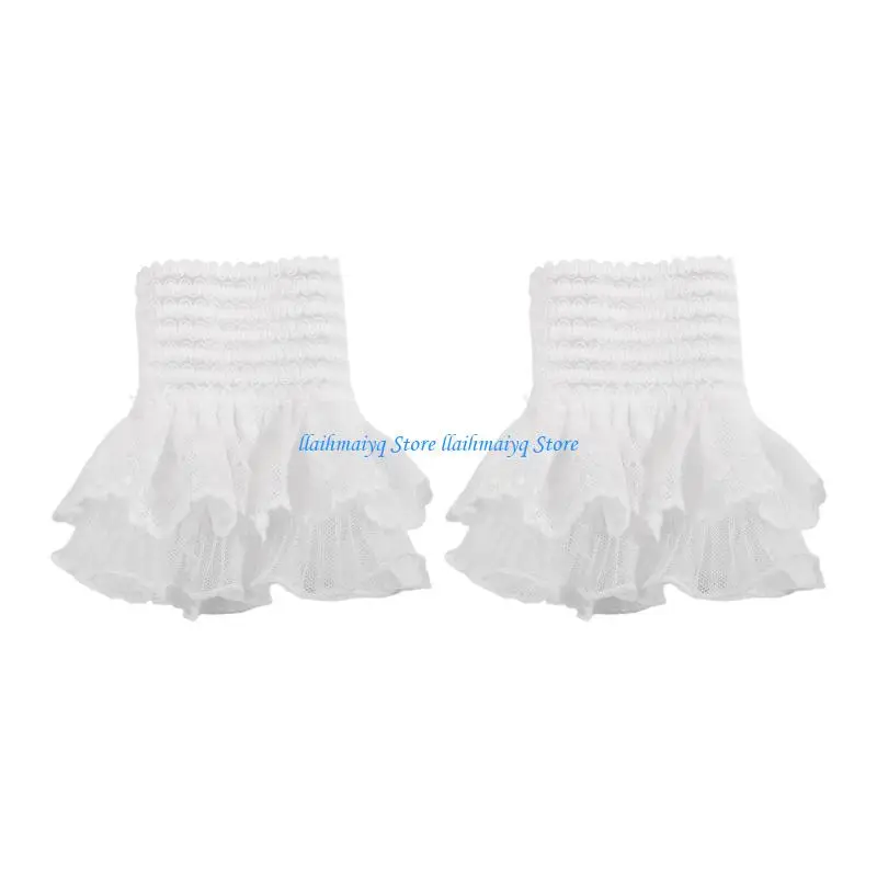 573B Elastic Lace Faux Sleeves Anime Armwear Decorative Cuffs Sleeves for Women Girl