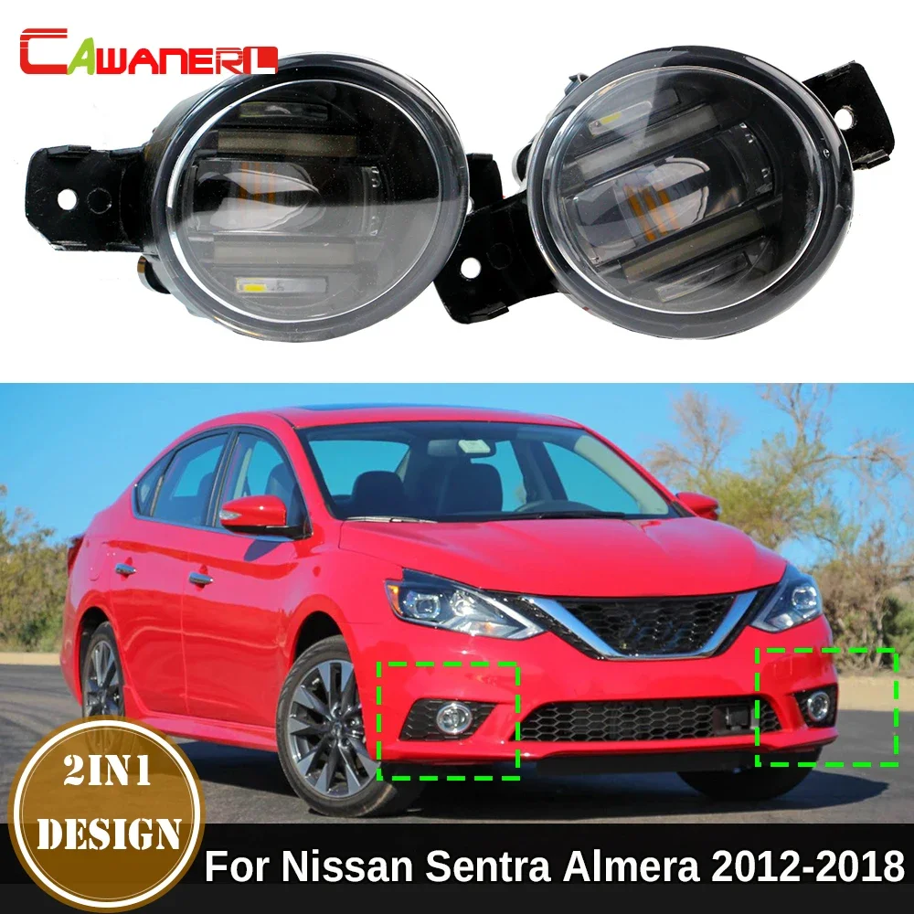 

2 Pieces 36W H11 Car Left + Right LED Fog Light with DRL Daytime Running Lamp Accessories For Nissan Sentra Almera 2012-2018