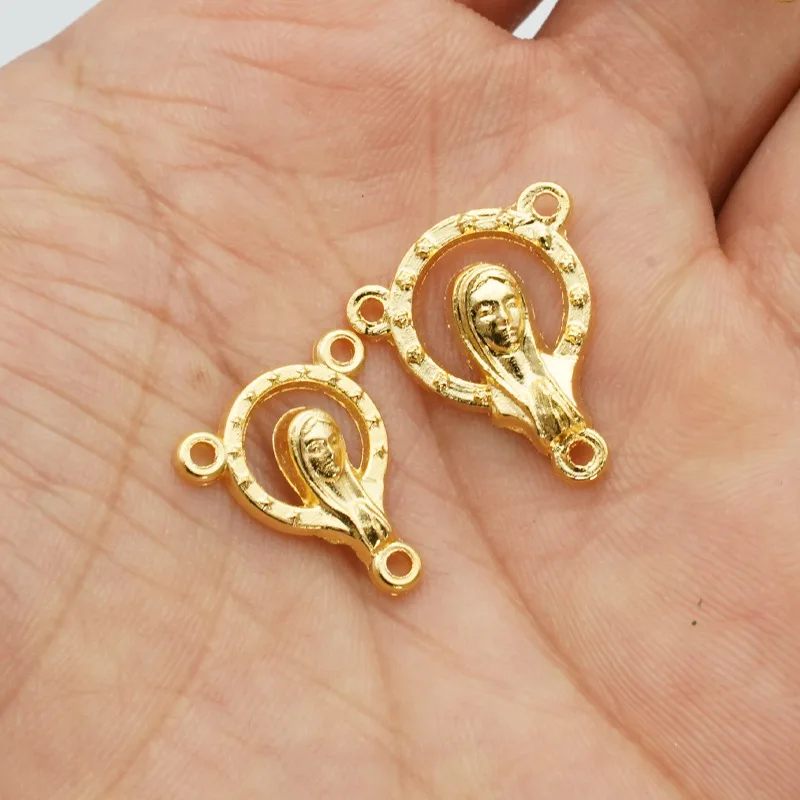 Gold Virgin Mary Tee Connector Jewelry Making Supplies Necklace Bracelet DIY Accessories