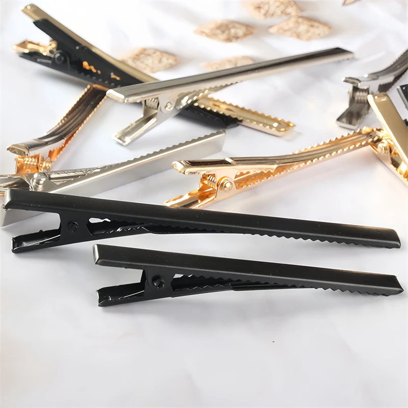 10pcs 20/32/40/55/65/80mm logam Prong tunggal jepit rambut pengaturan gigi aksesoris untuk membuat perhiasan DIY wanita rambut klip