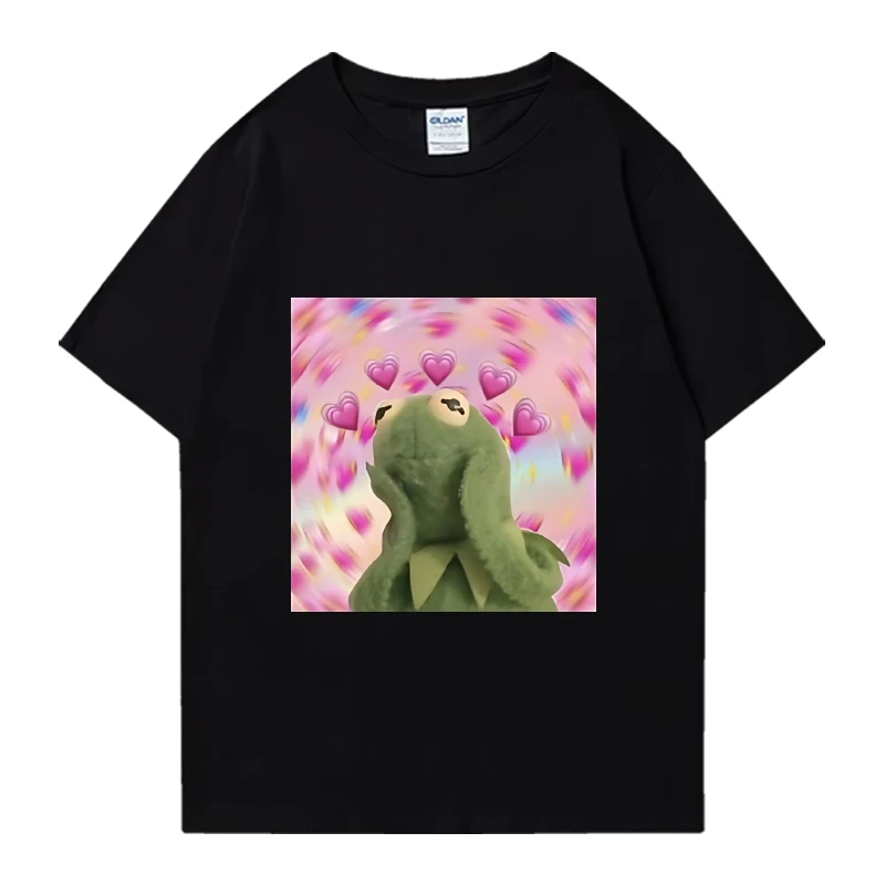 

Personalised Funny frog Love Meme black T shirt Men Women Cute Kawaii Casual short sleeve T-shirts Unisex 100% Cotton clothing