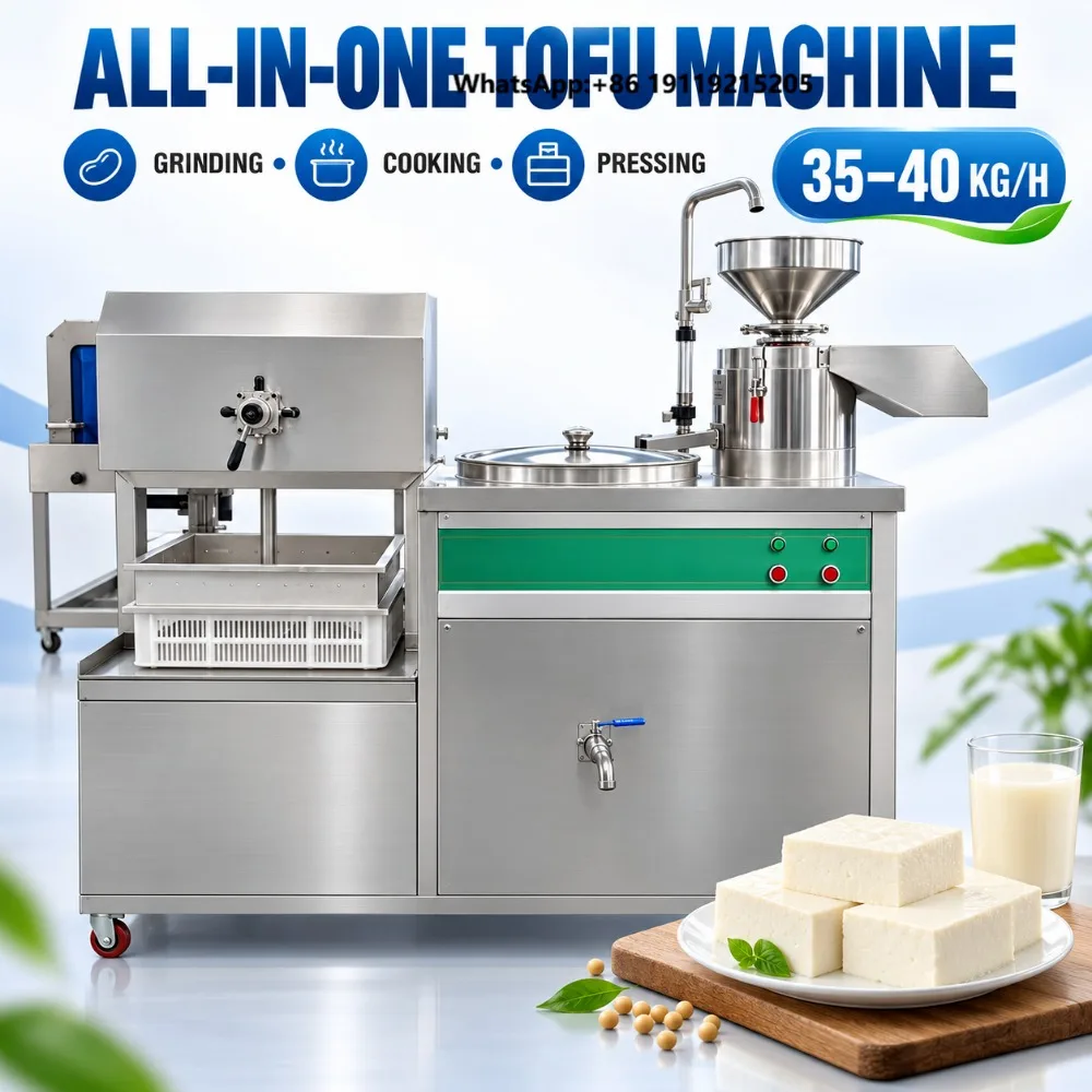 Small Automatic Tofu Making Machine Commercial Soybean Grinding Cooking Integrated Tofu Production Line