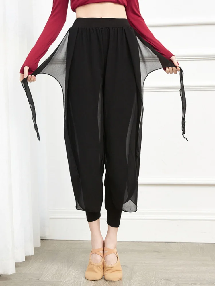 

Dance Performances Modern Practice Yoga Body Belly Wide Leg Pants Skirt Long Wodance Pants Classical Chiffon Gauze Skirt