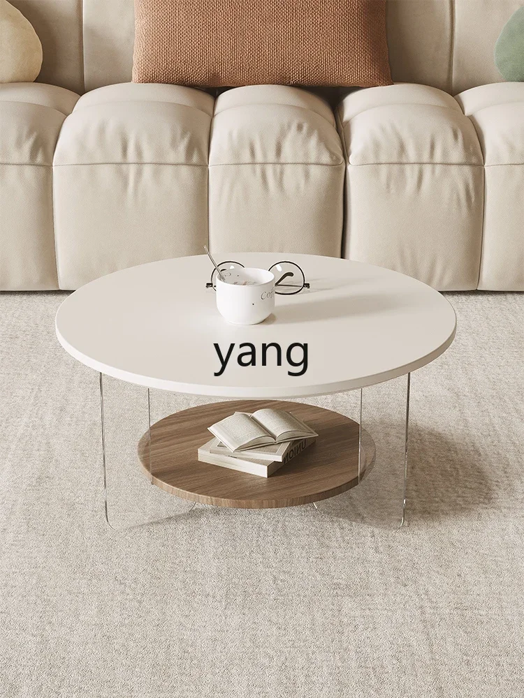 LTT French cream style acrylic coffee table small apartment creative simple wabi sand wind coffee table
