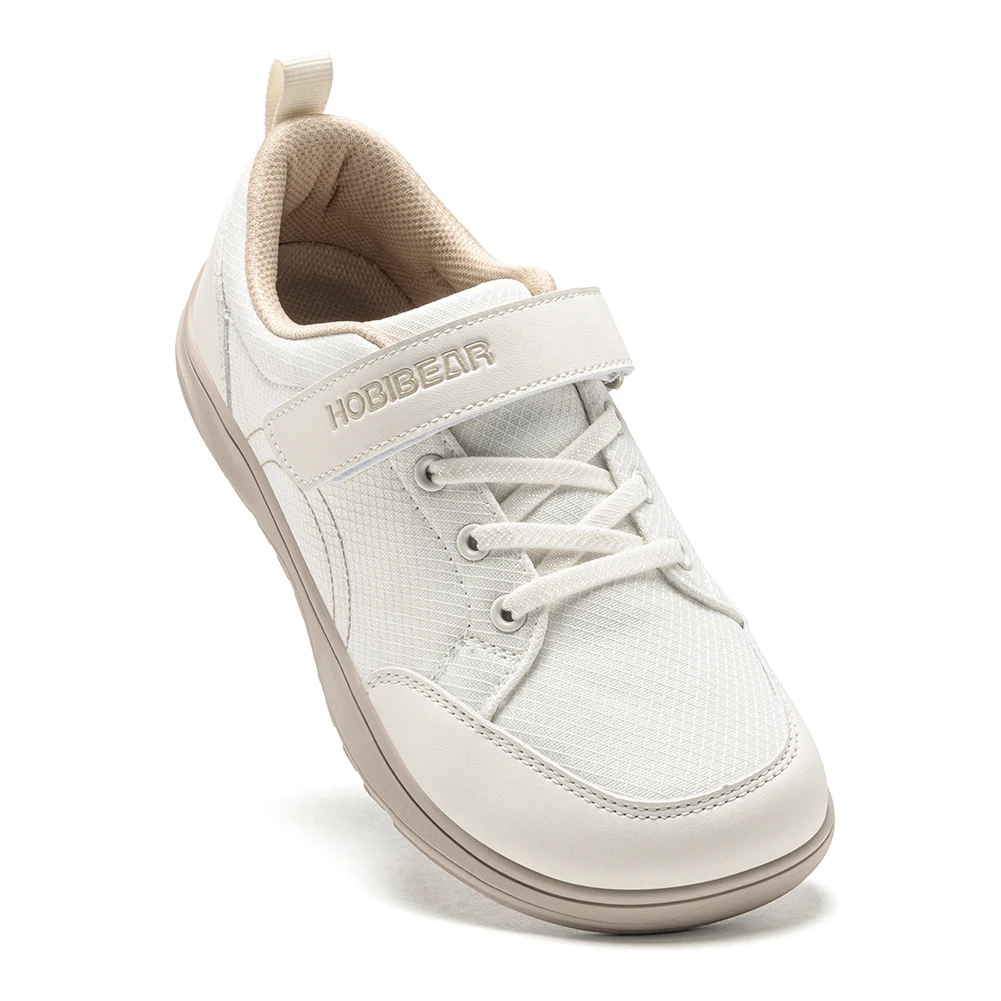 HOBIBEAR Breitpassform Kinderschuhe Barfuß-Sneaker mit Klettverschluss Kunstleder Mesh Leichte Zero-Drop Laufschuhe – Detail 2