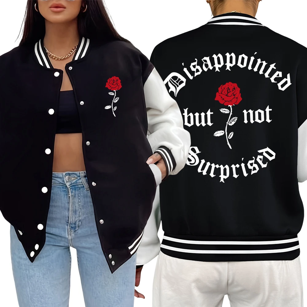 

Disappointed But Not Surprised Rose Print Clothing Women Fashion Loose Jackets Harajuku Casual Womenswear New Autumn Jacket
