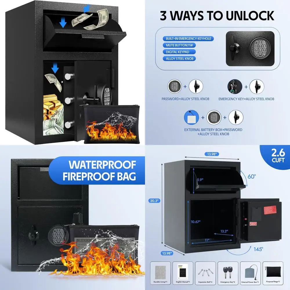 

Сейф для наличных бизнес-класса с цифровым замком и функцией защиты от рыбалки