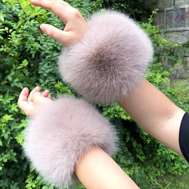 Polsino in pelliccia sintetica Guanti caldi Copri maniche Pelliccia di volpe finta Polso Maniche finte Scaldabraccia Addensare Accessori in pelliccia Cappotto di moda Decora