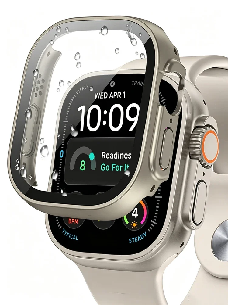 Custodia per Apple Watch Ultra 3 4, 49 mm, accessori, protezione antiurto in policarbonato + pellicola protettiva in vetro temperato per lo schermo, serie iwatch Ultra 2.