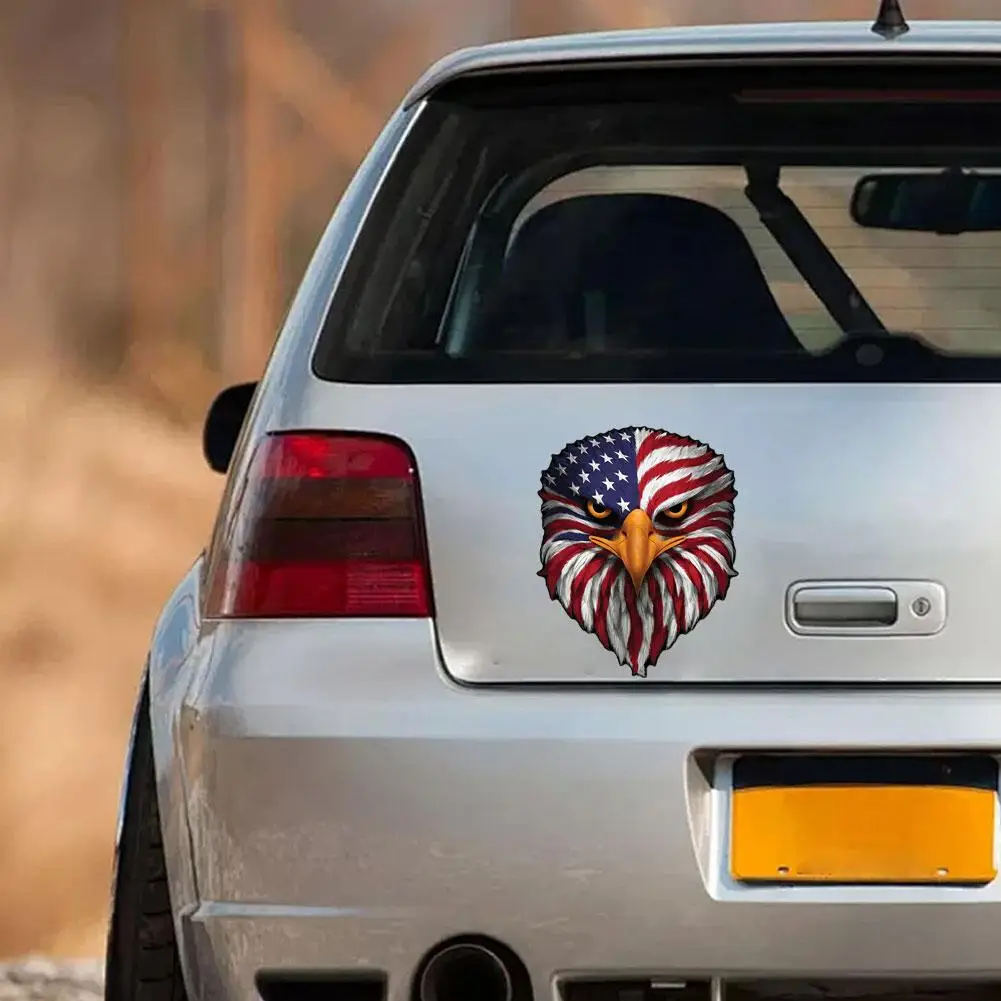 US Flag Bald Eagle Vinyl Sticker - Weatherproof Patriotic Decal for Auto, Laptop & Water Bottle
