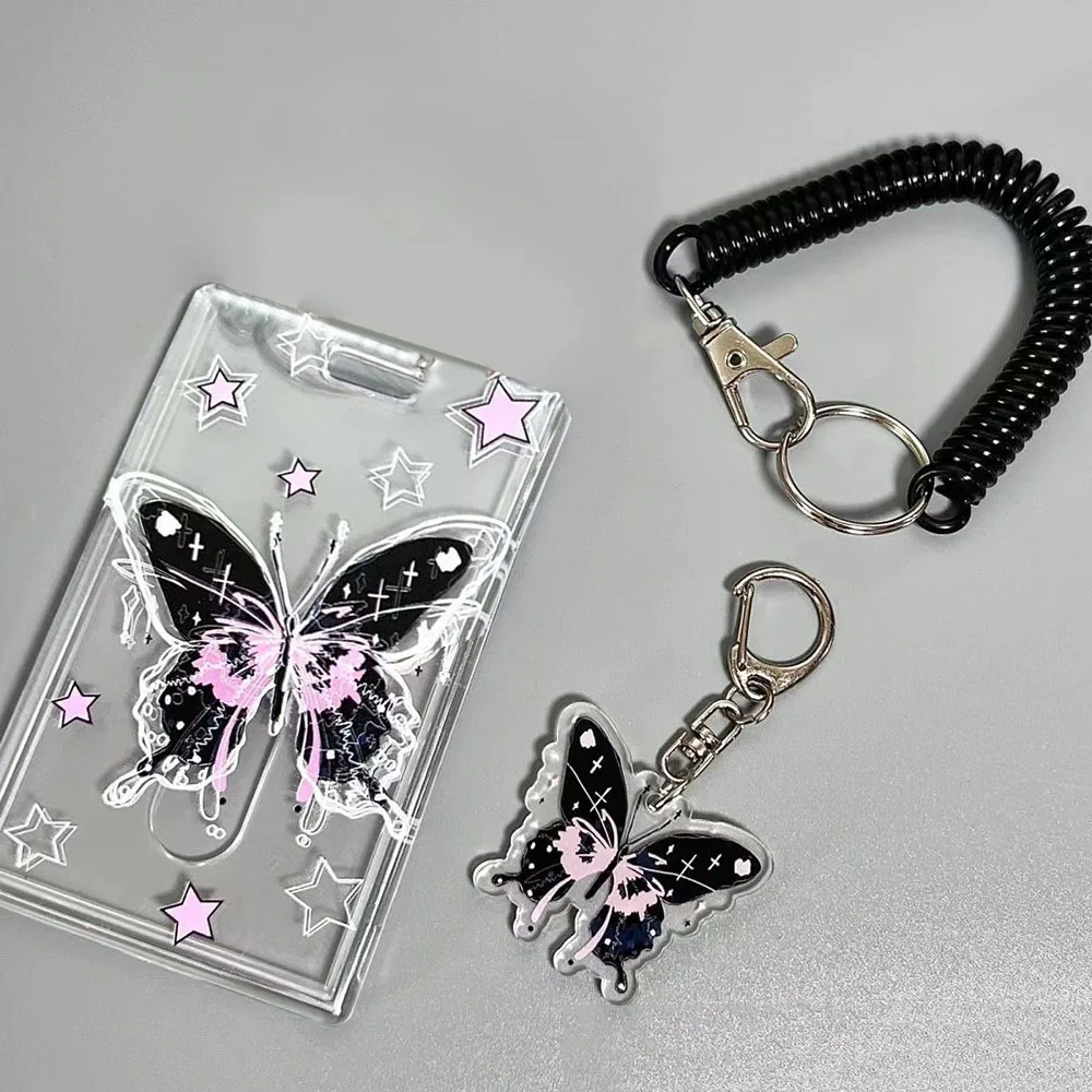 Y2k 3 Inch Photocard Holder Cute Butterfly Photo Display Holder Credit ID Bank Card Bus Card Protective Case Pendant DIY Fashion