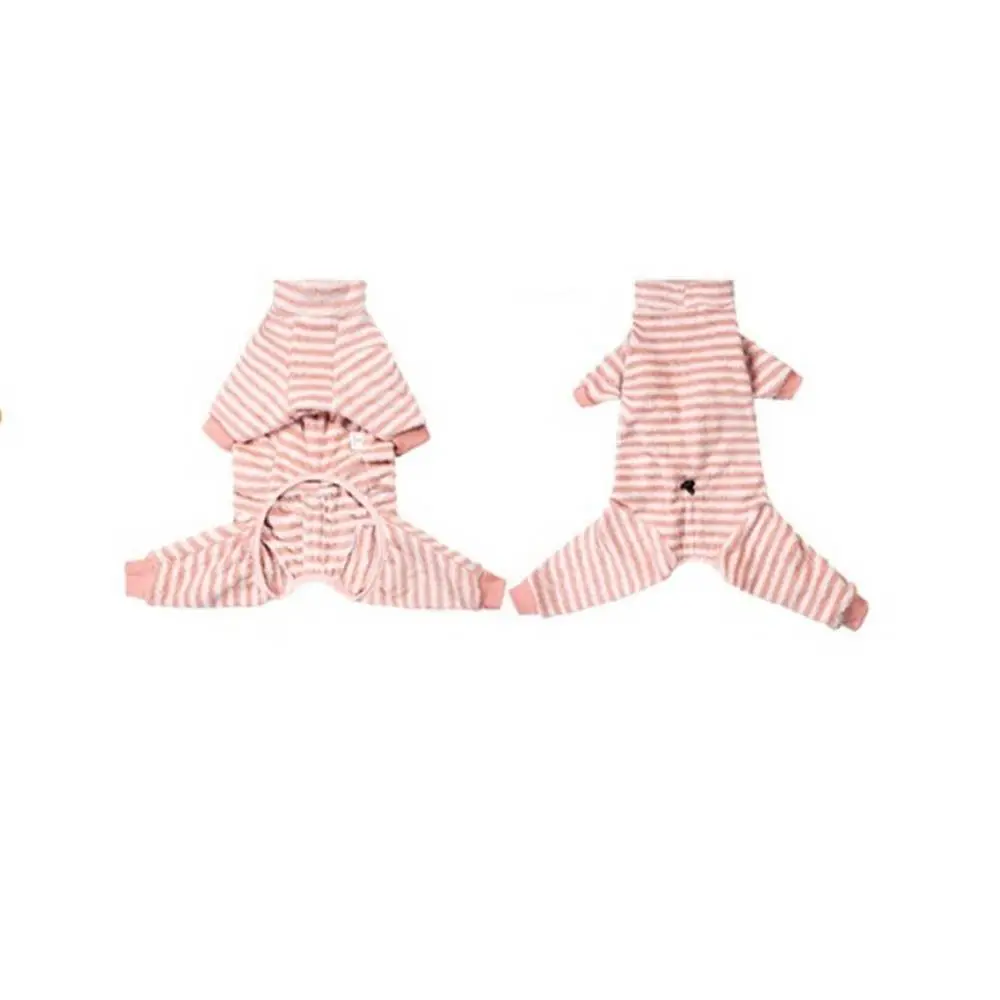 

Anti-hair Loss Striped Dog Pajamas Jumpsuit Cotton Material Warm Dog Pajamas Four-legged Design Dog Sleepwear Dog Costume