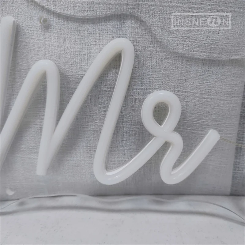Mr. & mrs. letrero LED de neón personalizado para pared de boda, letrero colgante para habitación, luz de neón para dormitorio, decoración artística, regalos