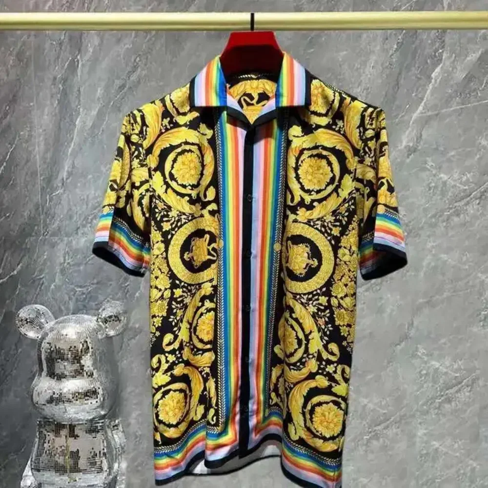 Men's and Women's Summer S hirts 3D Printed Baroque Royal Luxury Small Floral Round Neck Short Sleeve Loose Oversized Men Tops