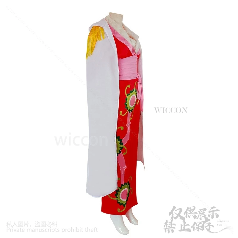 Anime Boa · Hancock Cosplay Costume pour femme, robe rouge, Everak, Kimono Lolita sexy, longues perruques, boucle d'oreille, fête d'Halloween