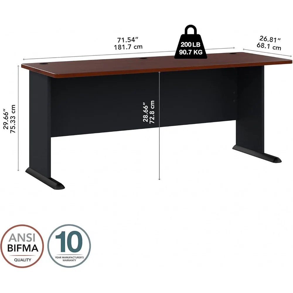 Série Desk Uma Mesa Executiva com Gerenciamento de Fio e Painel Modéstia, Mesas Longas Contemporâneas para Home Office, 72"