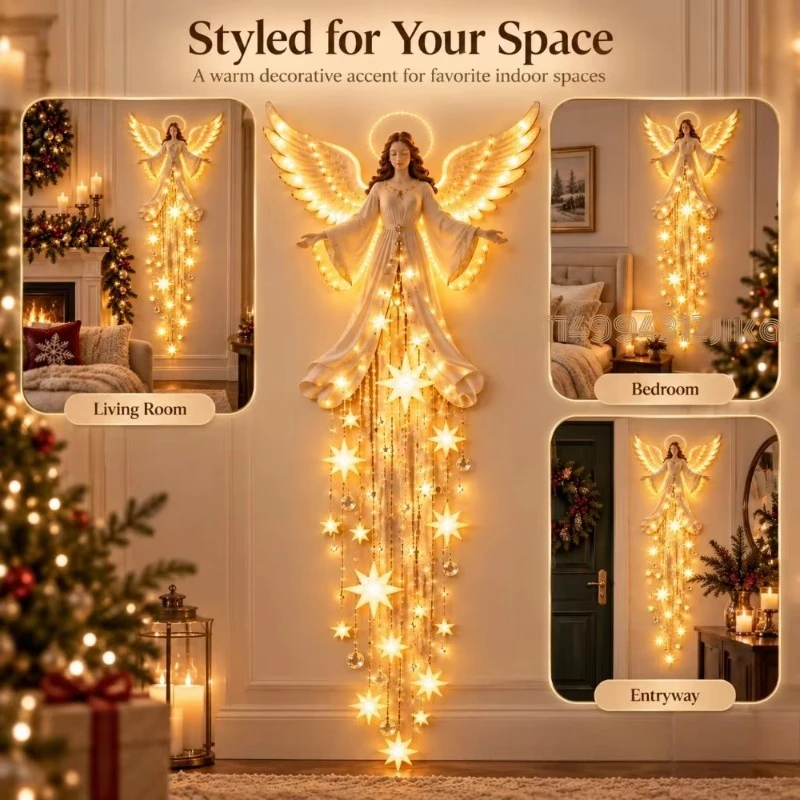 1-2PCS Angel Starfall Wall Light Wall Mounted Lamp Blessing Starry Sky Home Bedroom Living Room Decorative Light