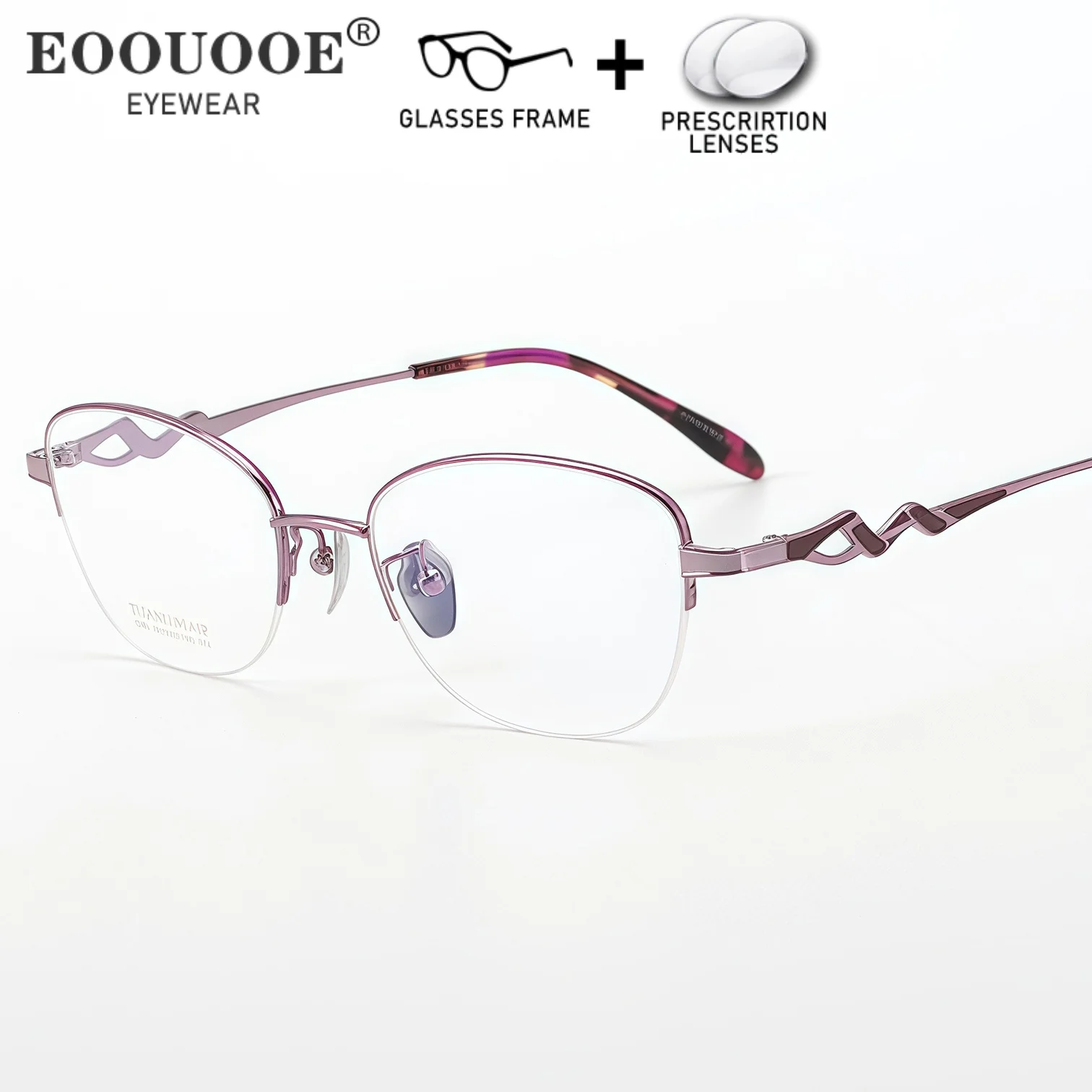 

New Fashion Women Pure Titanium Optical Eyewear Prescription Lenses Myopia Hyperopia Progressive Anti Blue Light Anti-Allergy