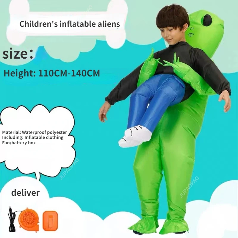 

Kids Adult green ET Alien Inflatable Costume Anime Suits Dress Mascot Halloween Party Cosplay Costumes for Man Woman Boys Girls