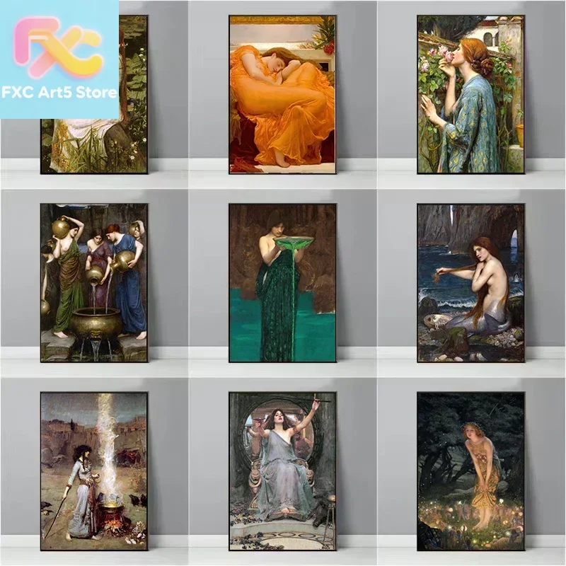 1pc frameless  Boreas by John William Waterhouse Woman Circe Invidiosa Poster Print Wall Art Canvas Painting Pictures Living Roo