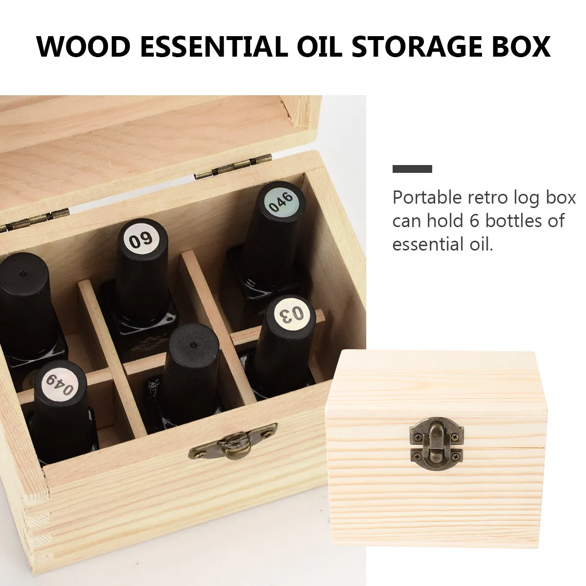 

1Pcs Wooden Essential Oil Bottle Storage Box 6 Slots Compact Organizer Nail Polish Case Travel Holder Essential Oil Storage Box