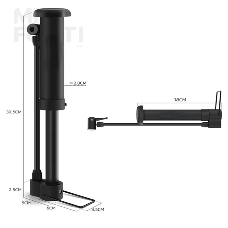 Przenośna pompka rowerowa MTB 80 PSI Ręczna pompka rowerowa Inflator do opon balonowych Zawór Schrader Pompka podłogowa Akcesoria rowerowe