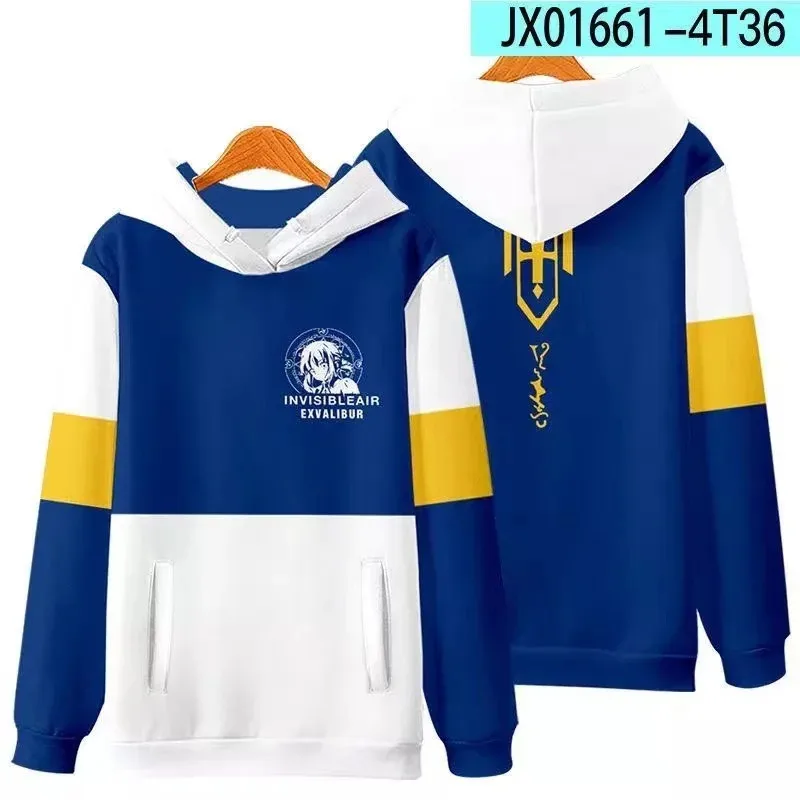 Dd12Anime Fate Stay Night Saber estampado 3D con cremallera mujeres/hombres Sudadera con capucha Altria Pendragon Cosplay cremallera con capucha