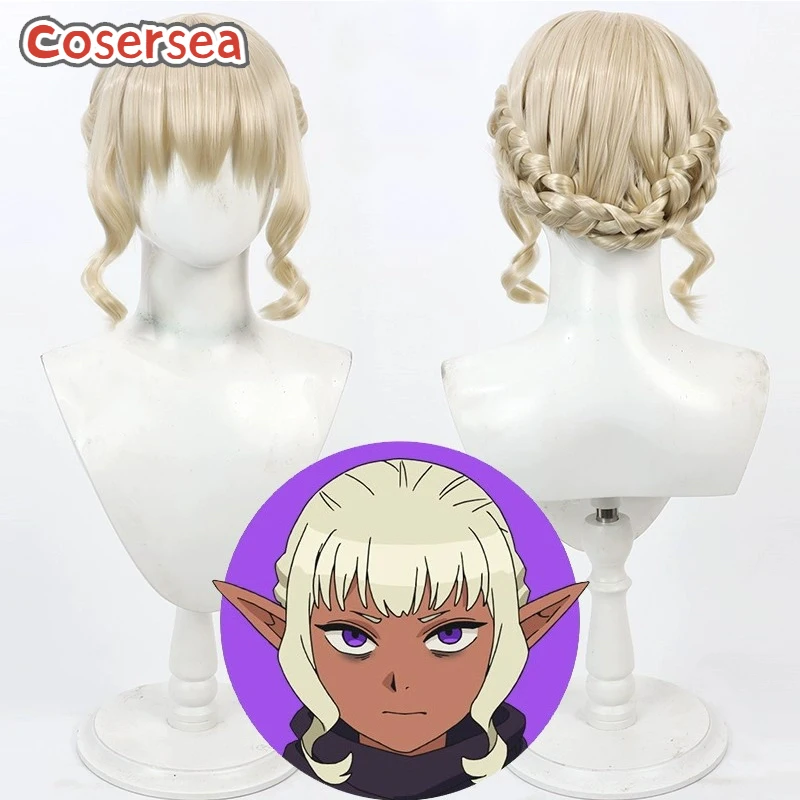 

Cosersea Thistle Cosplay Wigs Delicious in Dungeon Thistle Women Short Light Blonde Braided Wig Synthetic Hair Heat Resistant