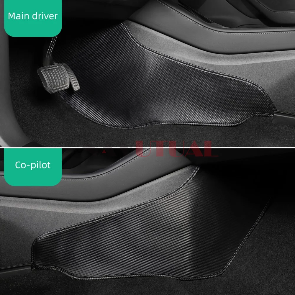 For Tesla Model 3 Model Y Car Central Control Side Defense Kick Pad Protective Foot Pad Decoration Trim Interior Accessories