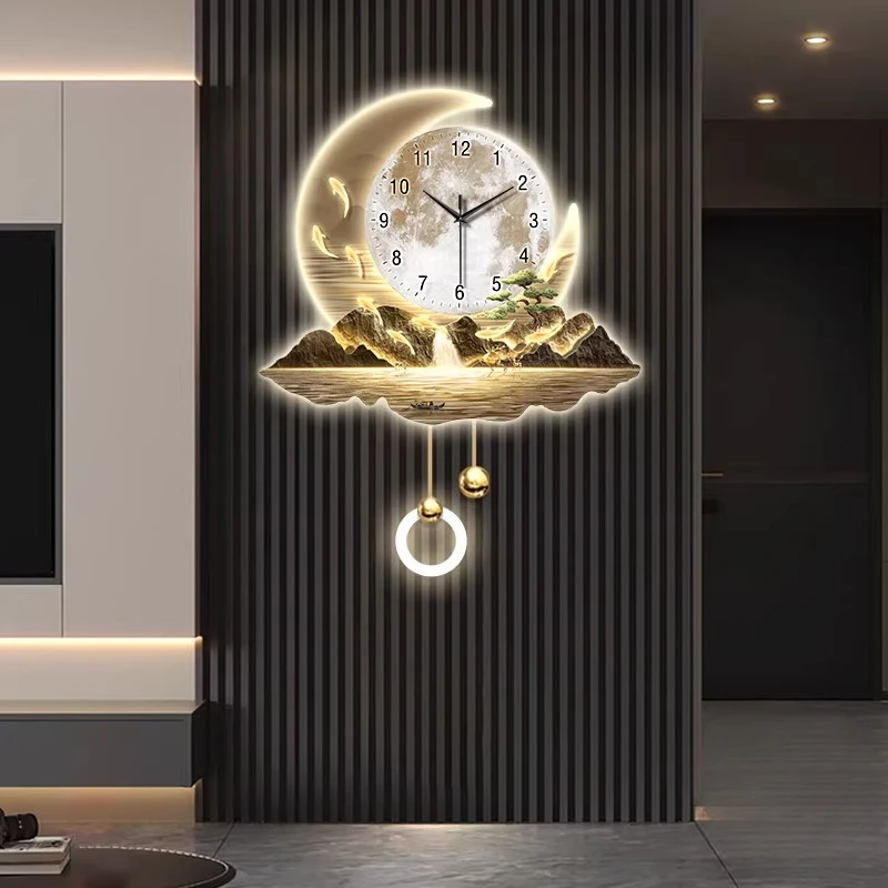 

Entrance Hall Wall Decoration Wall Clock Creative Living Room LED Clock Mural Corridor Digital Mute Hanging Painting Wall Watch