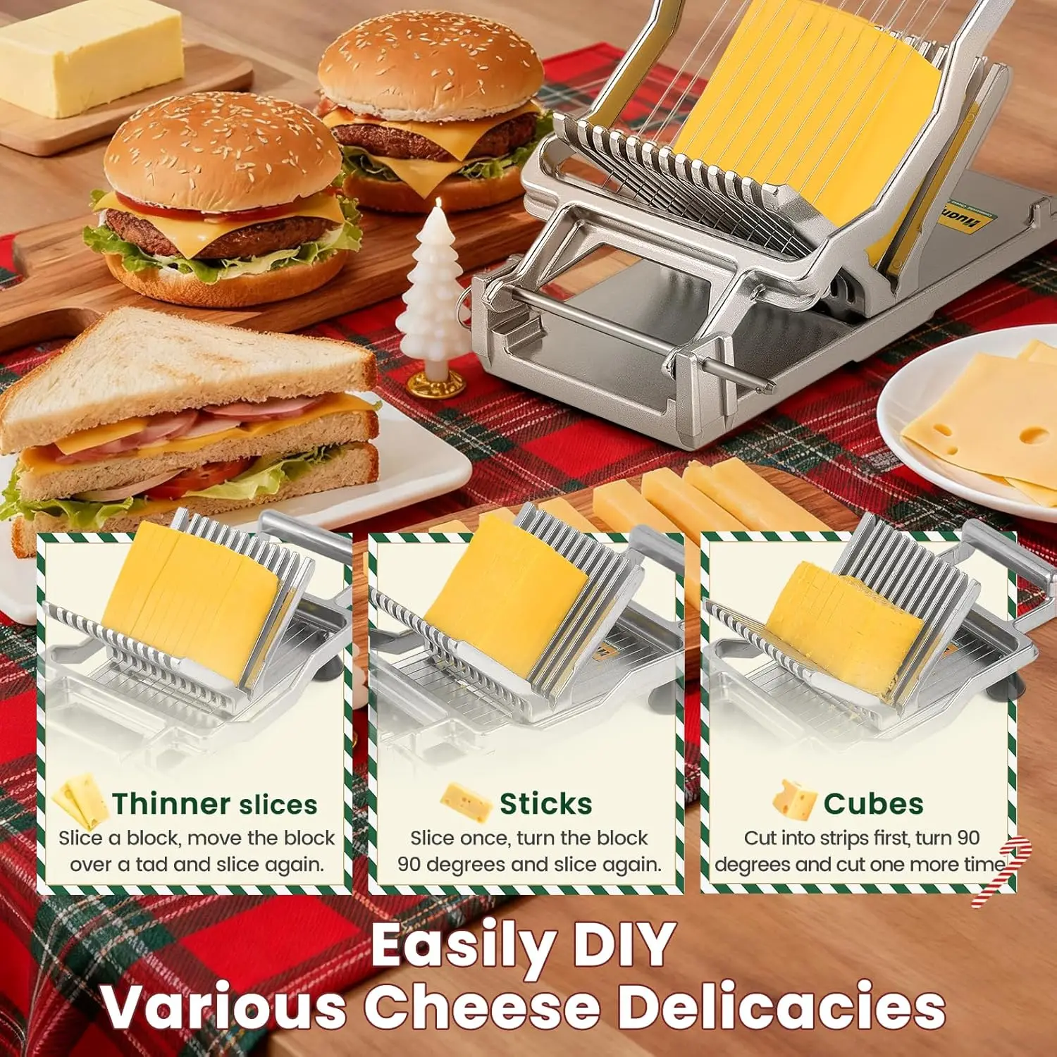 Stainless Steel Cheese Slicer with Replaceable Blades for Home and Restaurant Kitchen Use