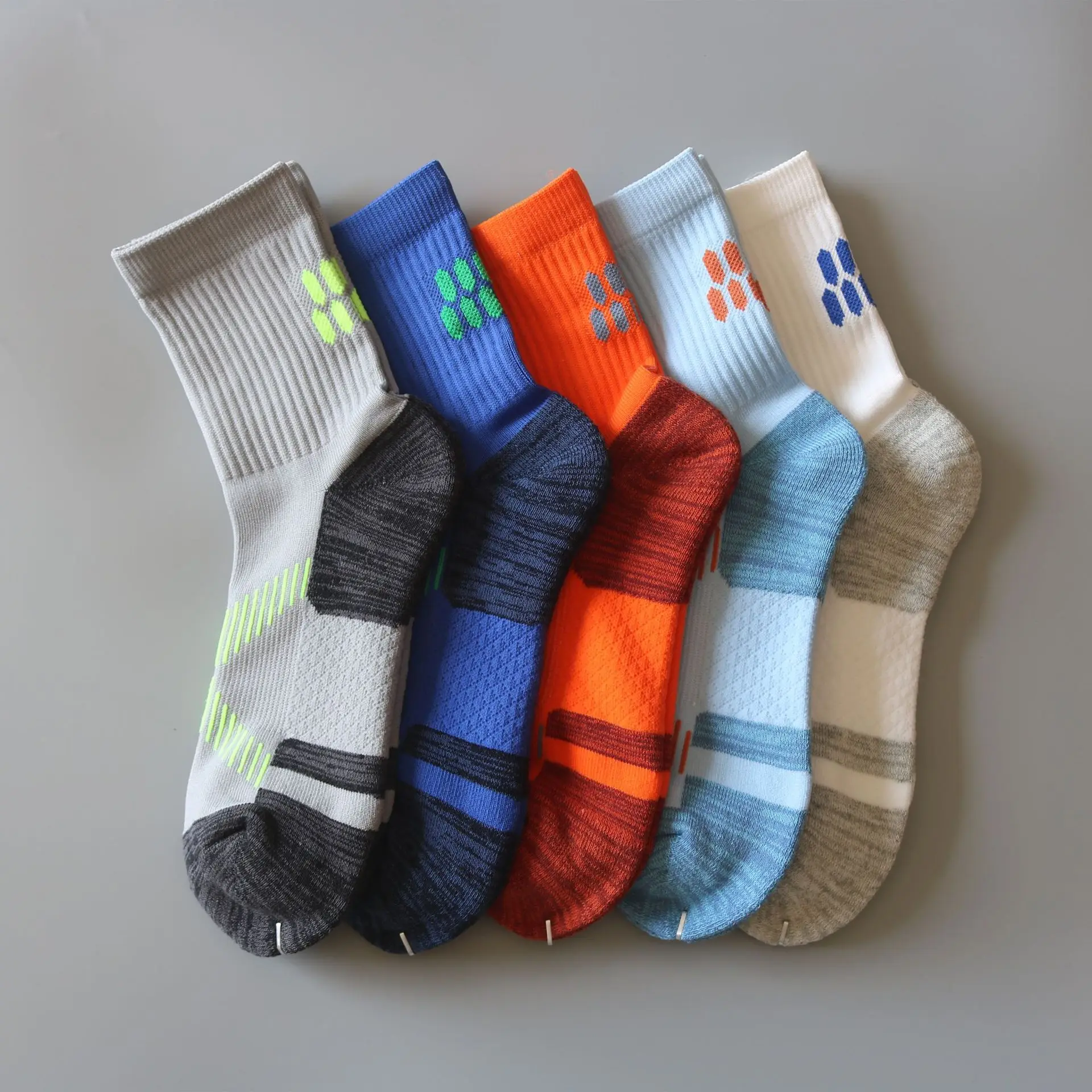 طاقم الرياضة الدراجات التستراتيجي توسيد جوارب قطنية رياضية تيري رياضي الرجال النساء مناطق عالية التآكل 3W512 #3