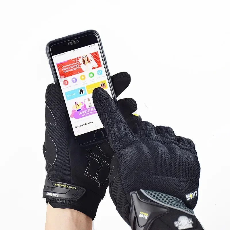 Breathable Full Finger Racing Motorcycle Mesh Breathable Gloves Stylishly Decorated Antiskid Wearable Touch Screen Gloves