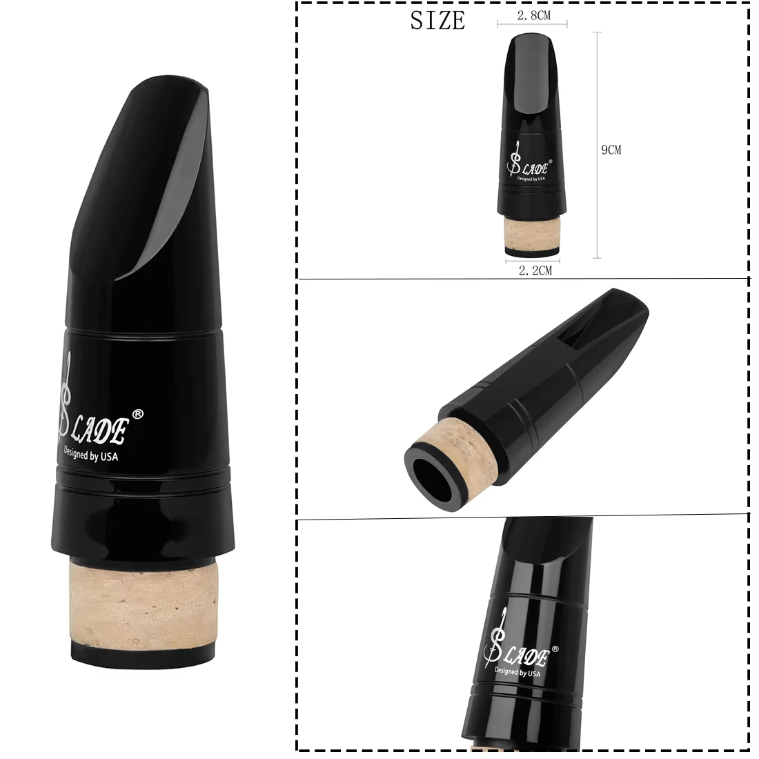 Professionals SLADE Black Clarinet Blowing Nozzle ABS Clarinet Mouthpiece Woodwind Musical Instrument Replace Accessories