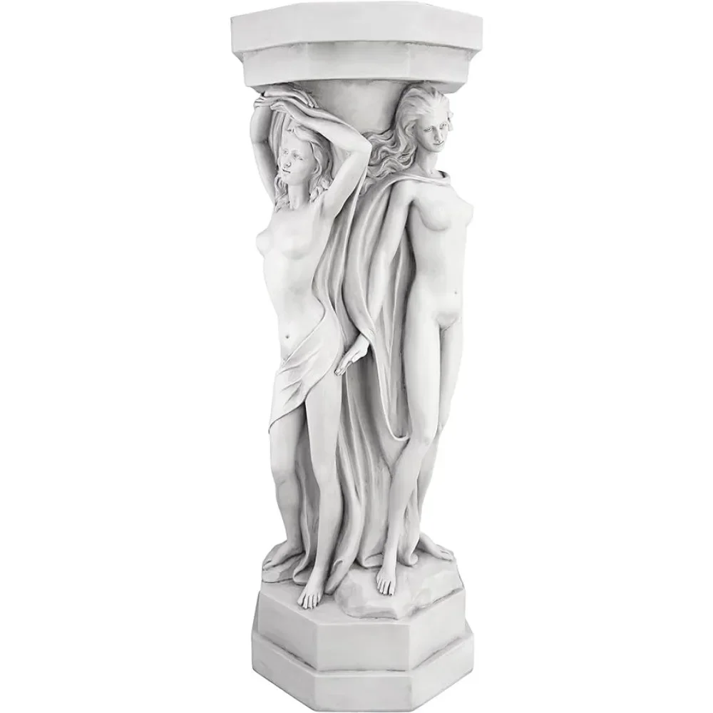 29 Inch Home Decoration Polyresin Sculptures & Figurine Column of Maenads Display Pedestal Sculpture Antique StoneFreight Free