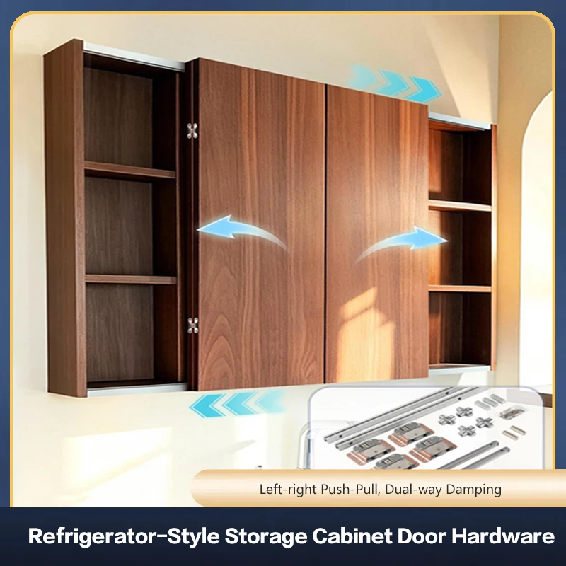 Bathroom Mirror Folding Sliding Door Hardware Feng Shui Mirror Folding Sliding Door Hidden Rail Buffer Sliding Rail Accessories