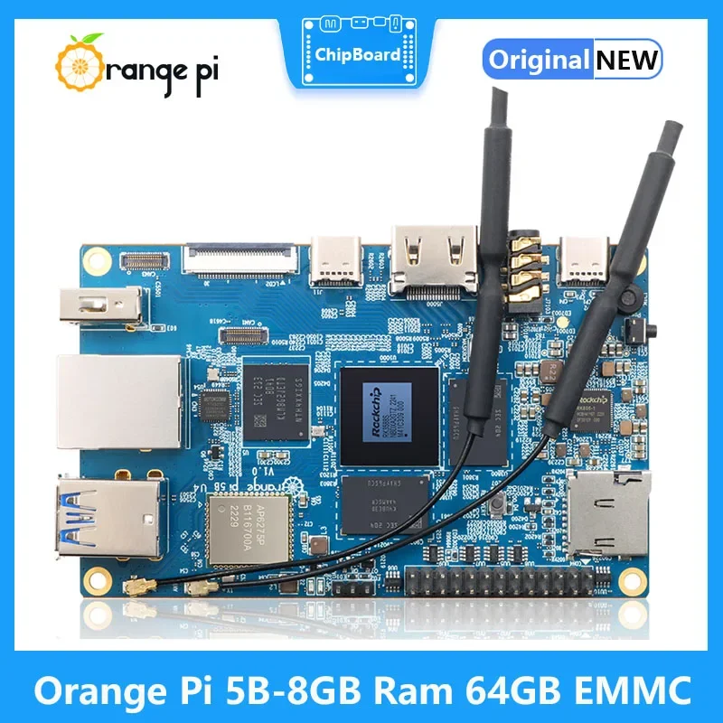 Orange Pi 5B 8GB Ram RK3588S 64GB EMMC Wifi-BT Development Board Orange Pi 5 B Run Debian Ubuntu Android Single Board Computer