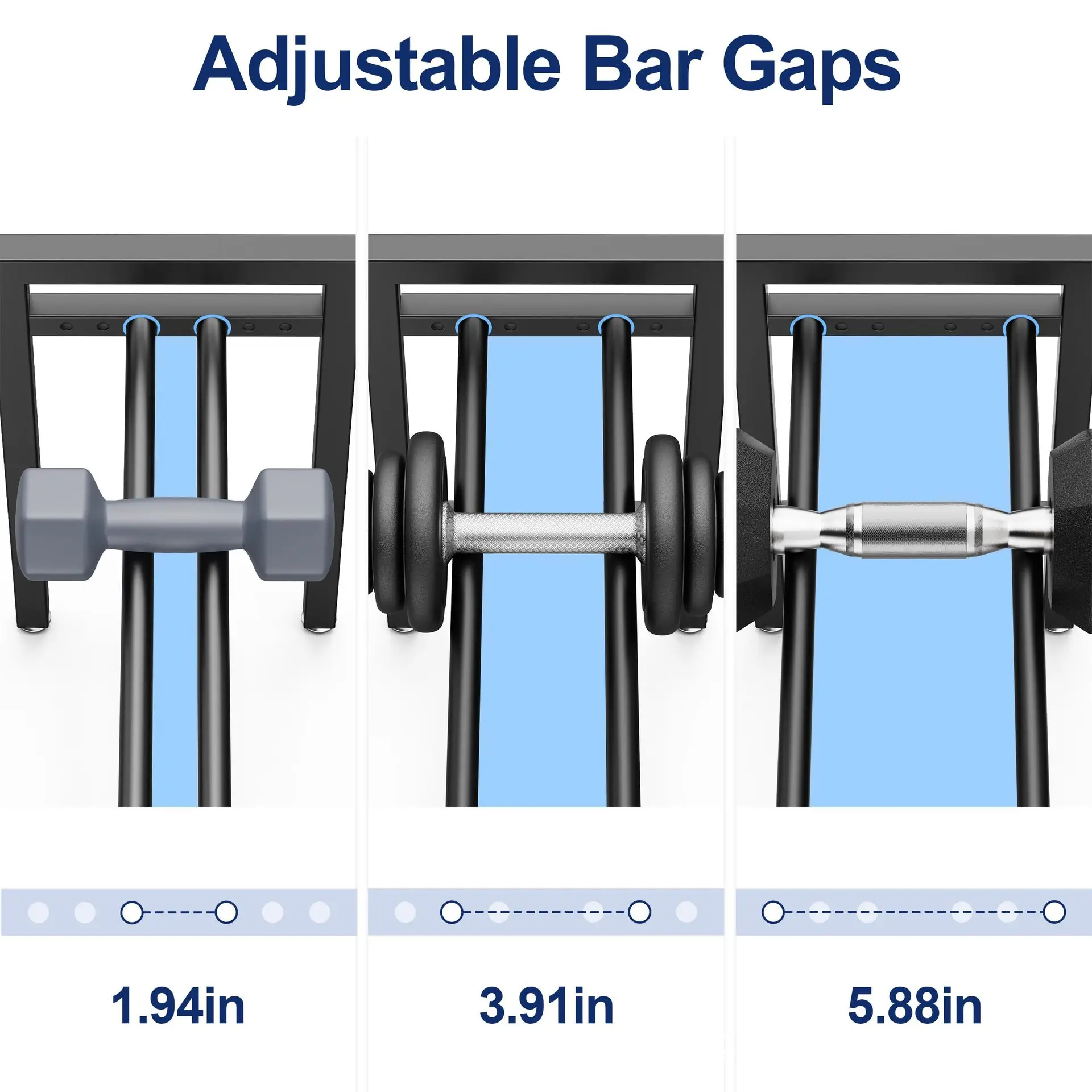 Adjustable Metal Dumbbell Rack, Home Gym Storage for Dumbbells & Kettlebells view 3