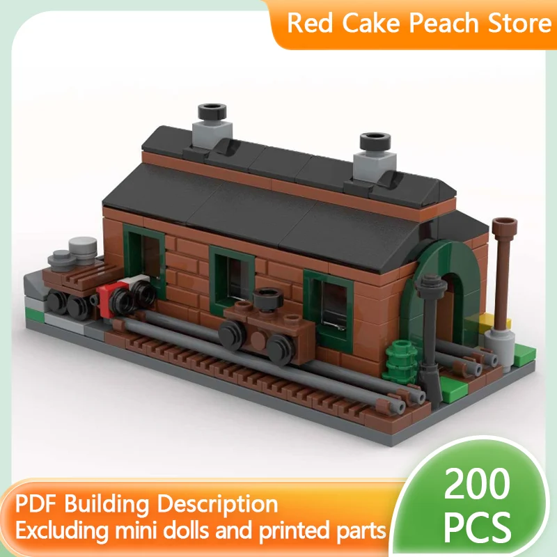 

City Street View Model MOC Building Bricks Old Engine Train Shed Modular Technology Children Holiday Gifts Assemble Toys Suit