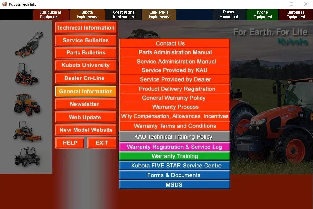 TruckEPC3 Kubota & Krone الآلات الزراعية - دليل ورشة عمل، دليل الأجزاء، معلومات الخدمة V17 2024