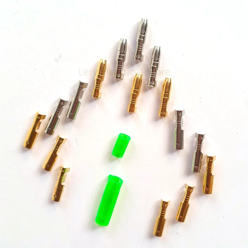 100Pcs 4.0mm Female + Male /Bullet Terminals Connector Gold Brass/Silver With Insulating Sleeves for Car Wire Connector