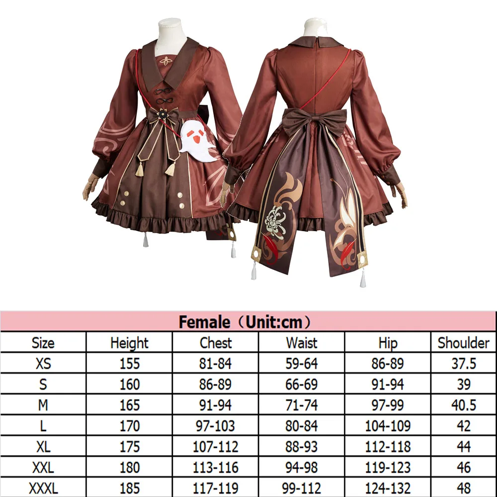 hin Impact Hutao Cosplay Costume Lolita Dress Hat Halloween Carnival Disgise Suit Female Girls Fantasia Outfits