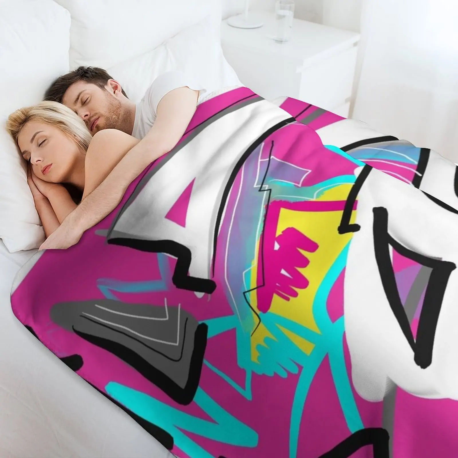 Pink abstract Throw Blanket christmas gifts for winter Thermal Flannels Hairy Bed Fashionable Blankets 4